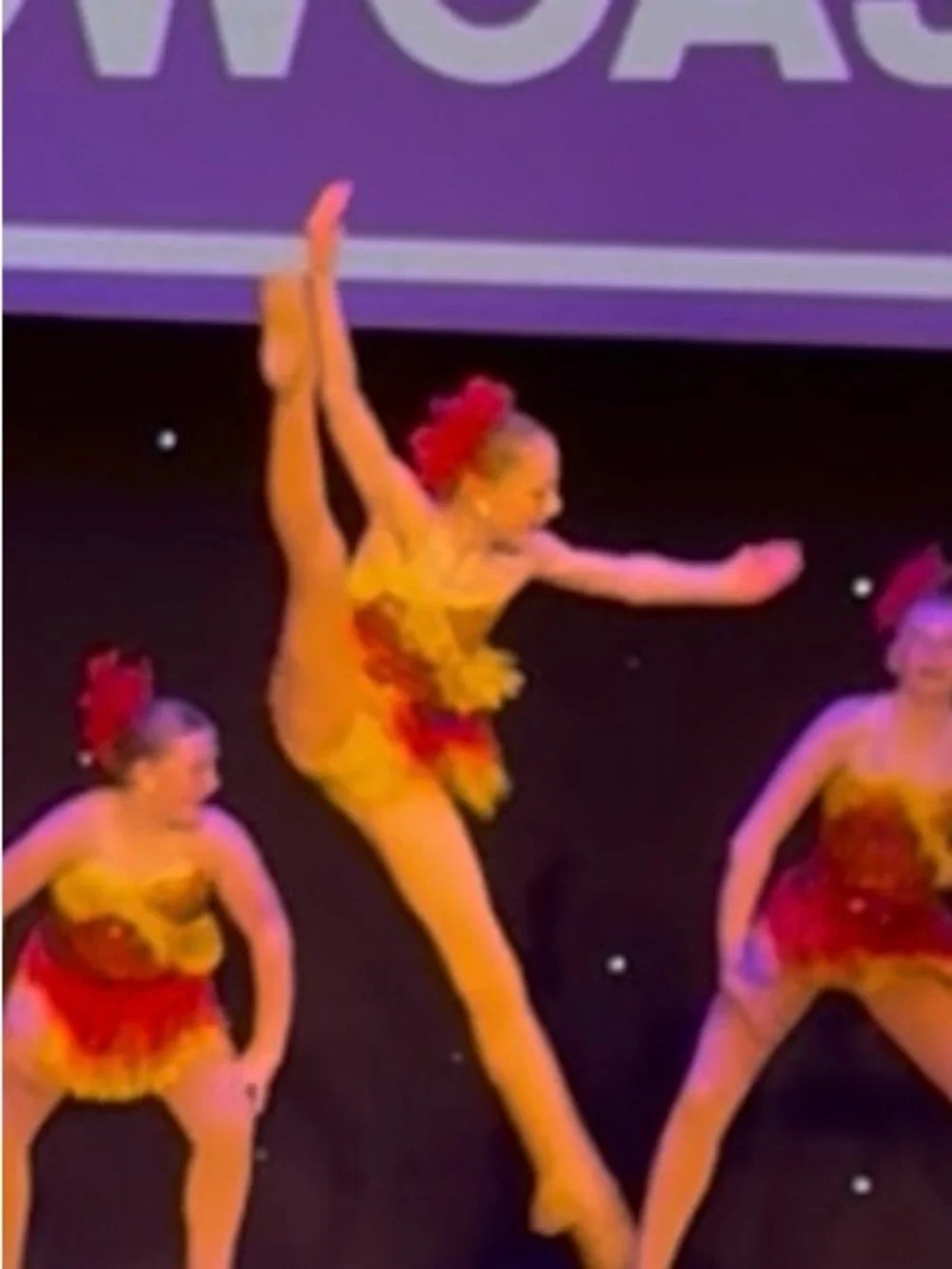 A Wish Come True brand Dance Costume “Burnitup” - Red, Orange, and Yellow